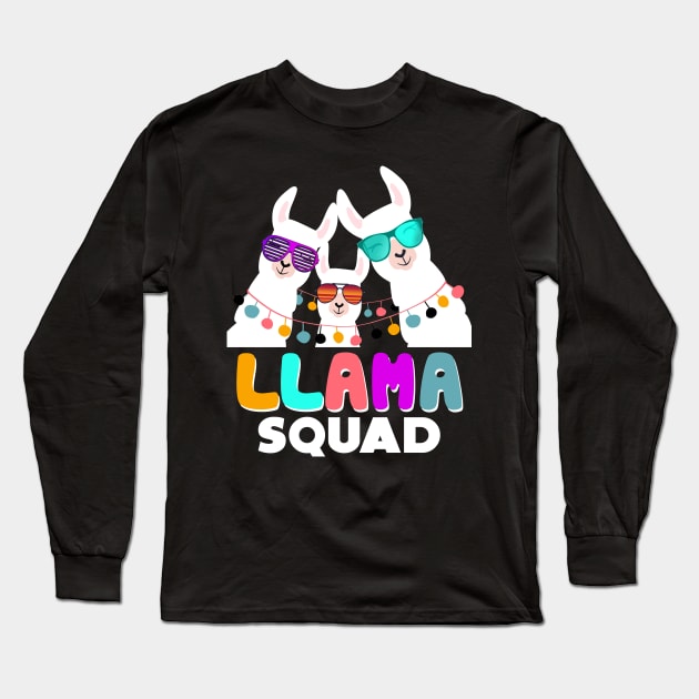 Llama Squad T-Shirt Retro 80s Style Gift Long Sleeve T-Shirt by danielsho90